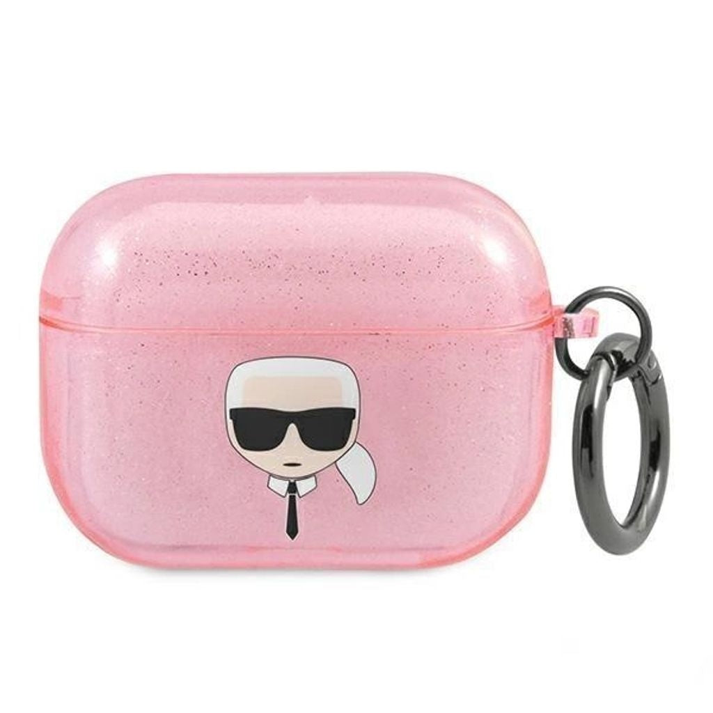 Karl Lagerfeld AirPods Pro Cover Glitter Karl's Head - Pink