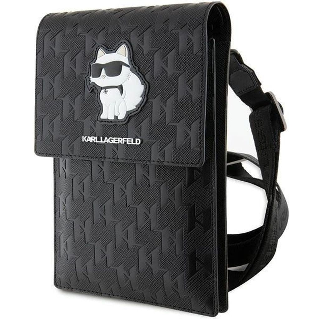 Karl Lagerfeld Phone Case Handbag, Saffiano Monogram Choupette - Black