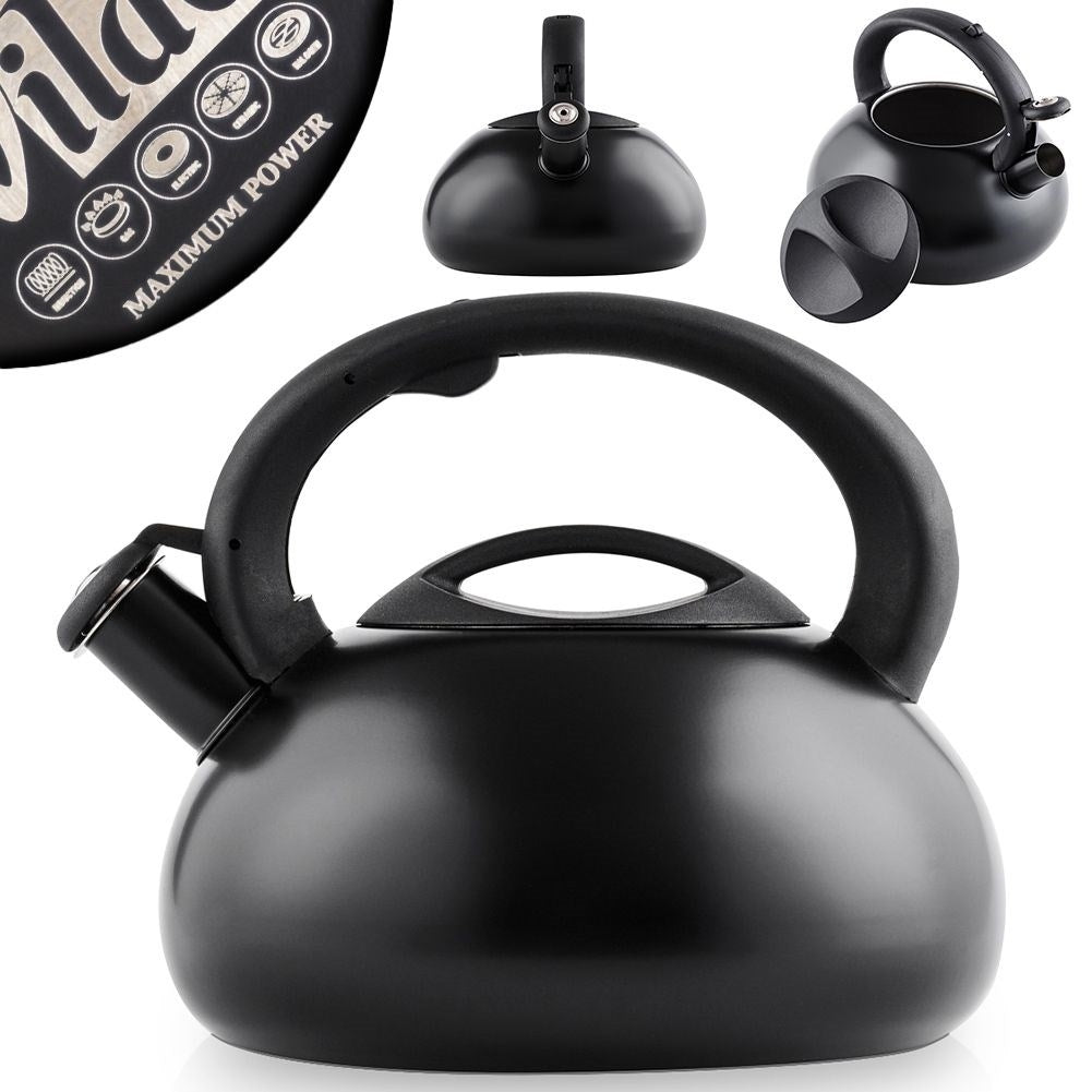 Kettle: Automatic Whistle, Stainless Steel, Matte Black