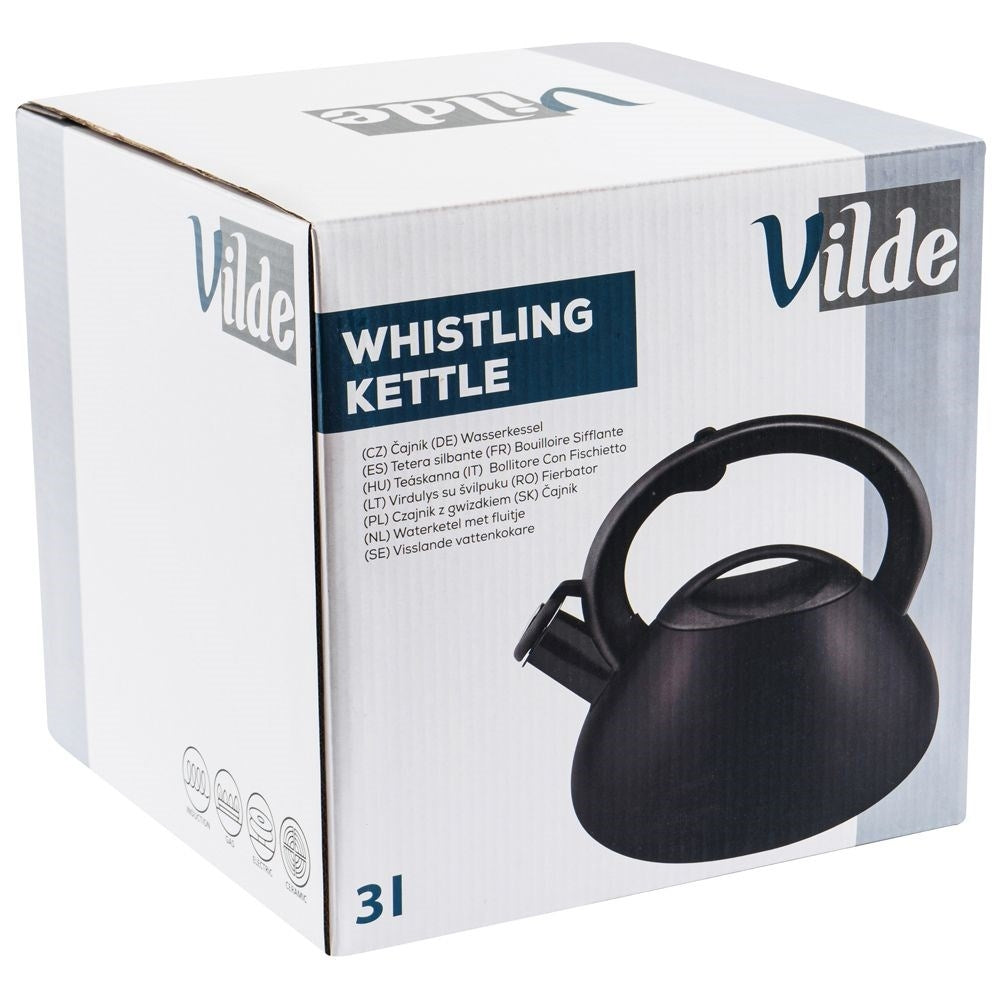 Kettle: Automatic Whistle, Stainless Steel, Matte Black