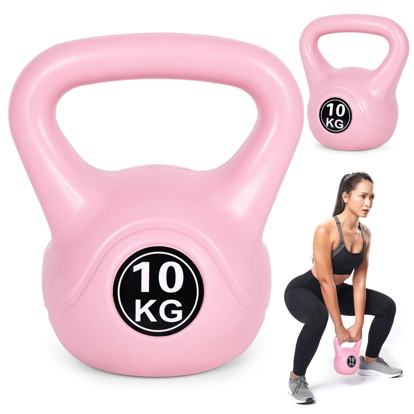 Kettlebell 10 kg for exercise, dumbbell, weight ball, fitness load, pink, ModernHome