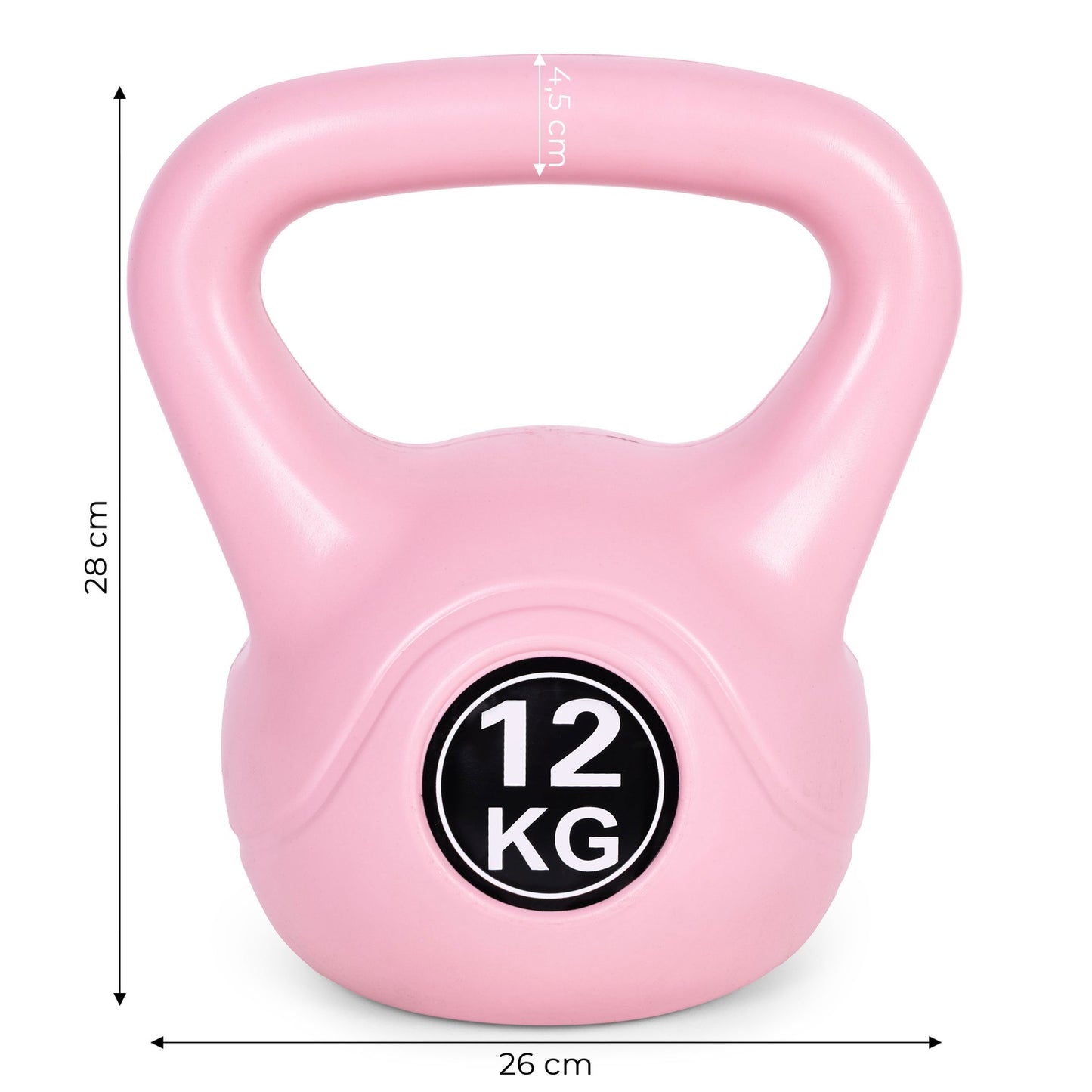Kettlebell 12 kg for exercise, dumbbell, weight ball, fitness load, pink, ModernHome