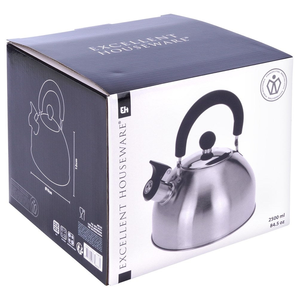 Kettle in Stainless Steel with Whistle and Nylon Handle