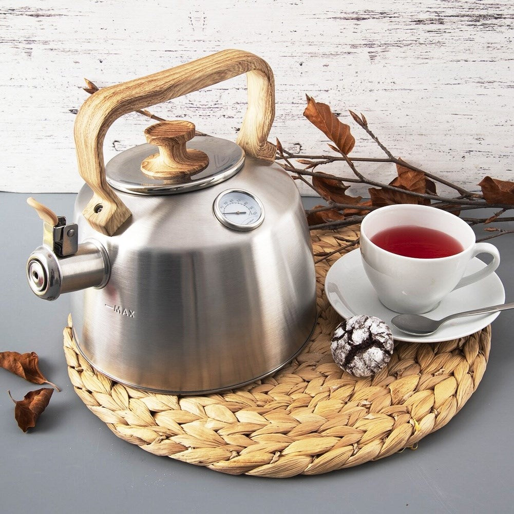 Kettle with Whistle and Thermometer in Stainless Steel