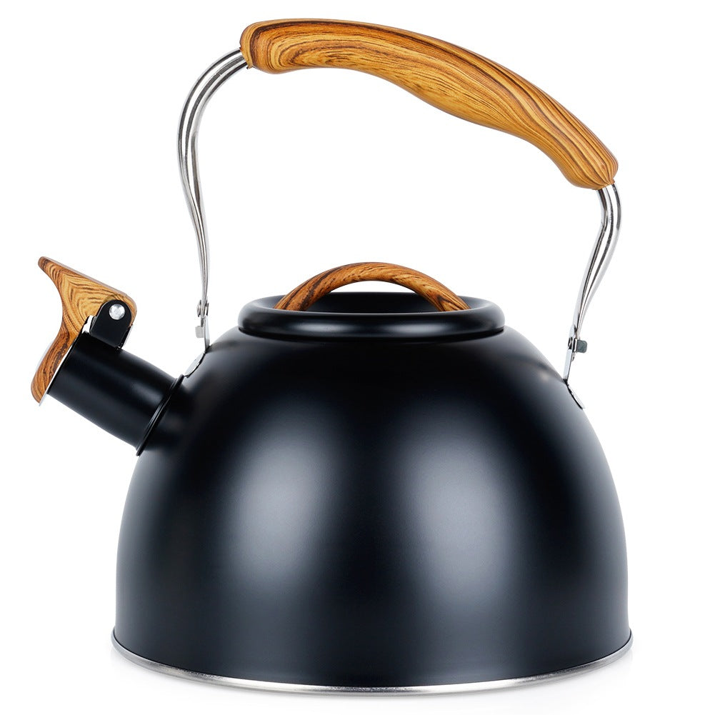 Kettle with whistle, steel, black, 2.5 l