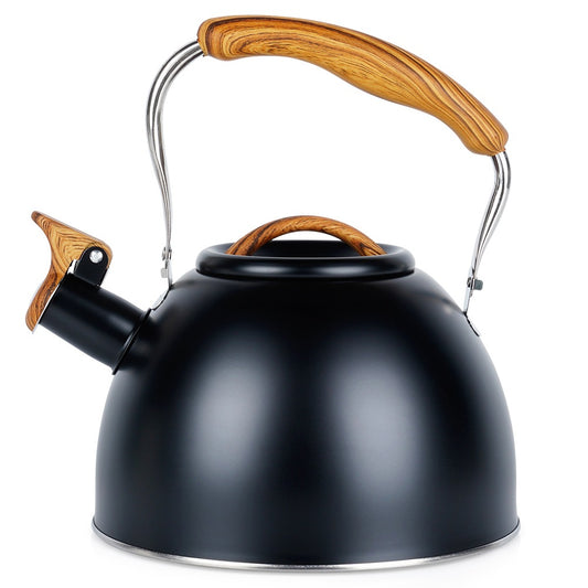 Kettle with whistle, steel, black, 2.5 l
