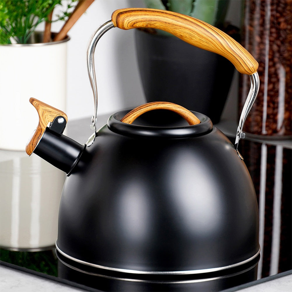 Kettle with whistle, steel, black, 2.5 l