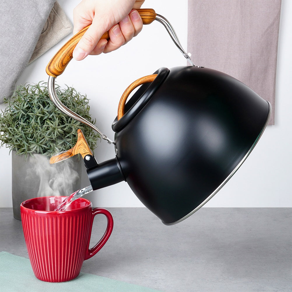 Kettle with whistle, steel, black, 2.5 l