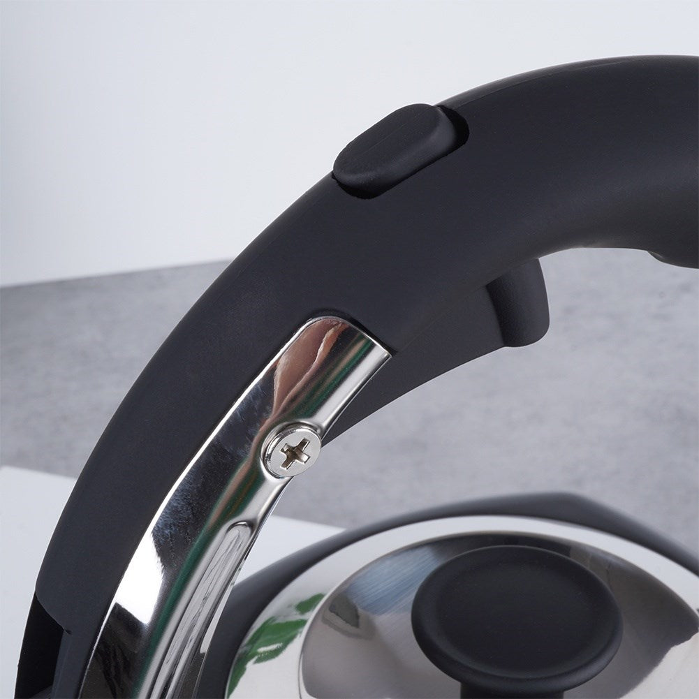 Kettle with whistle, steel, black, 2 l