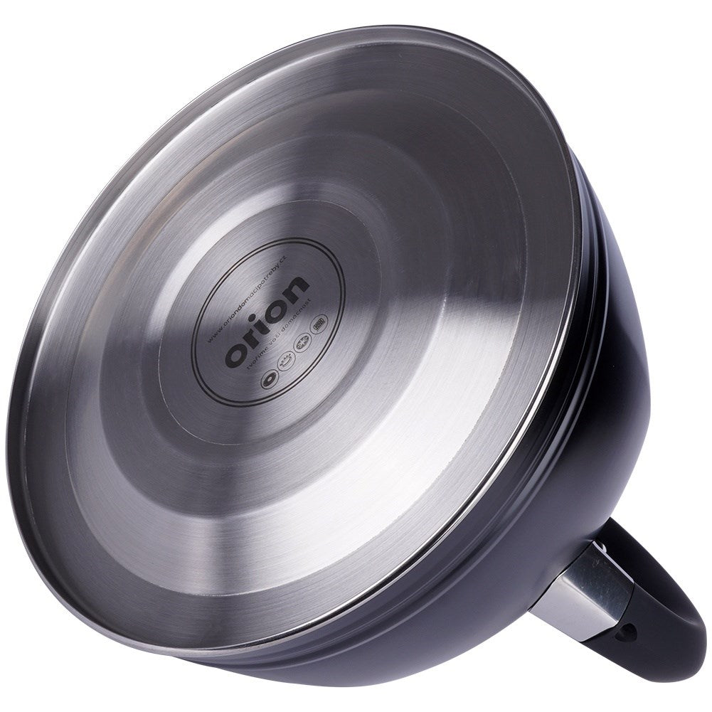 Kettle with whistle, steel, black, 2 l