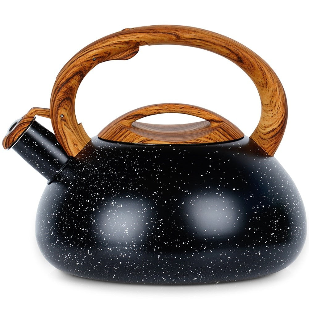 Kettle with whistle, steel, black, 3 l