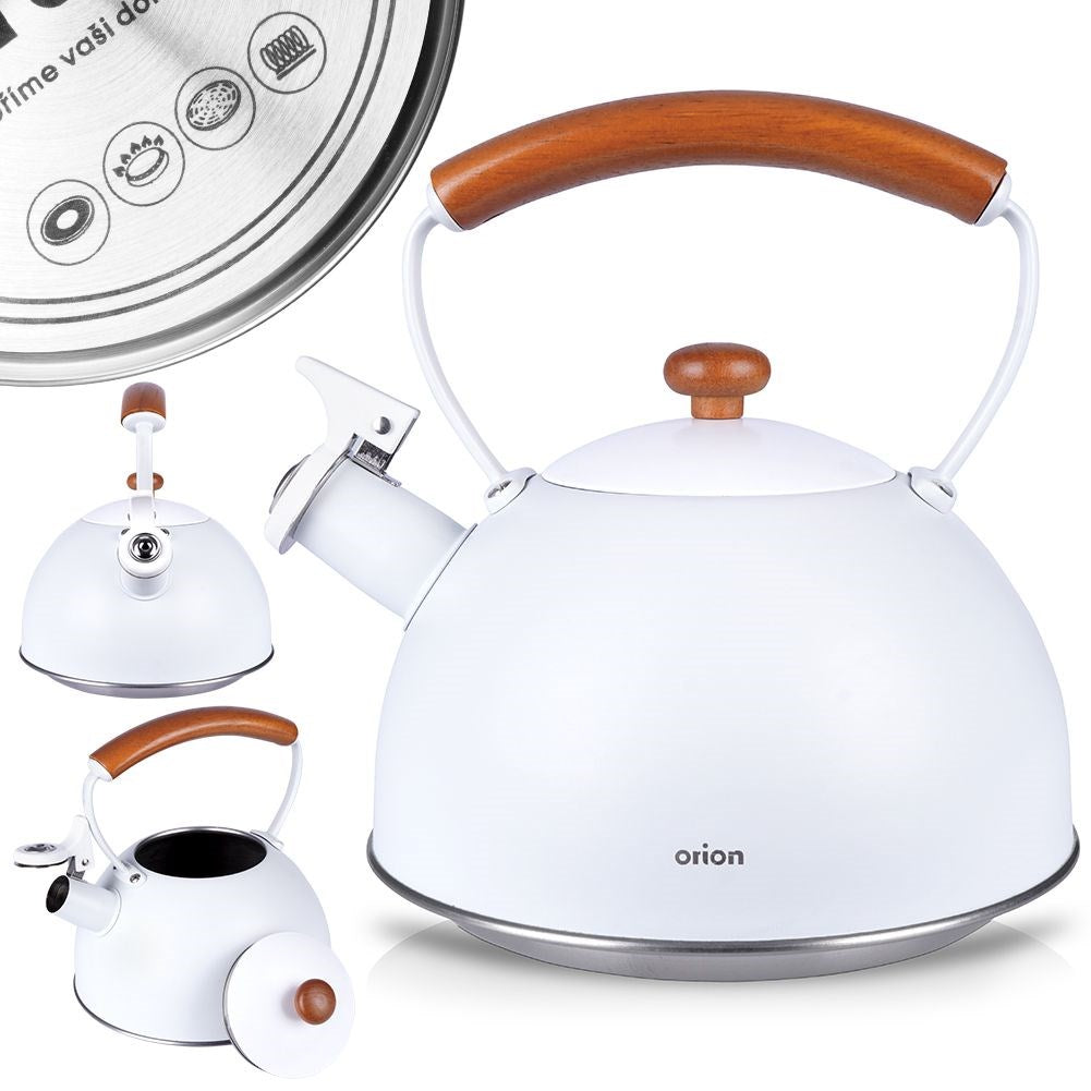 Kettle with whistle, steel, gray, WHITELINE, 2.9 l