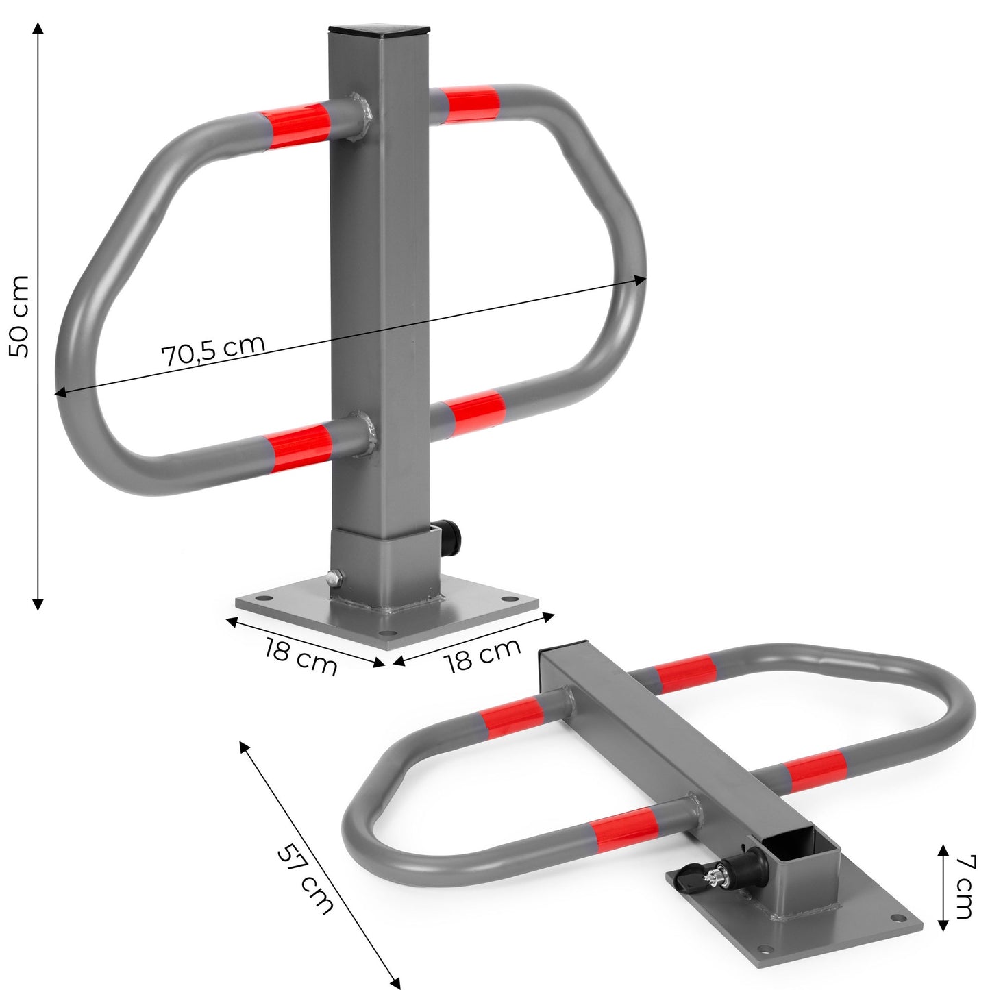 Key-Operated Folding Parking Lock, 50 cm, Reflective
