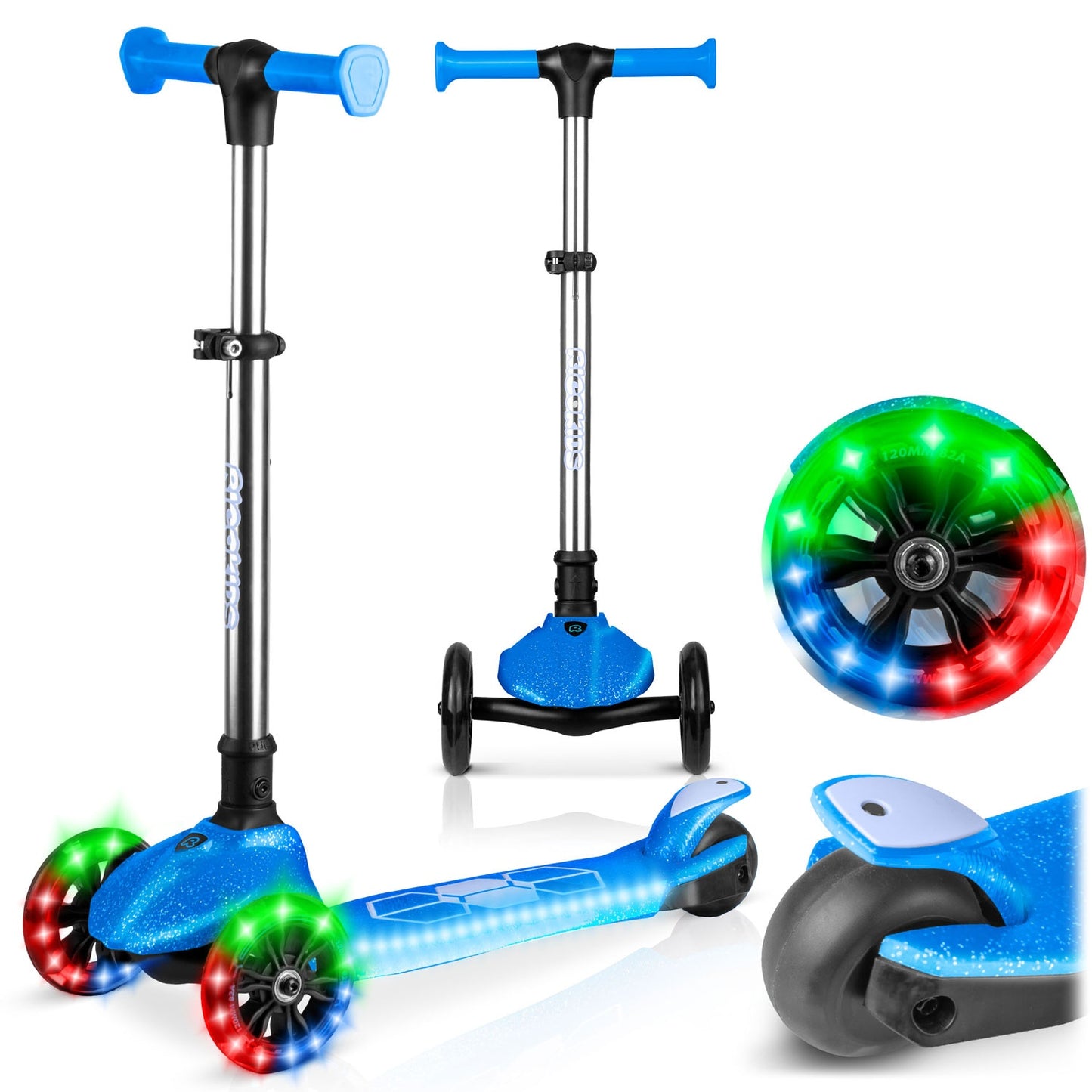 Kids' 3-Wheel Balance Scooter with LED Lights, Blue