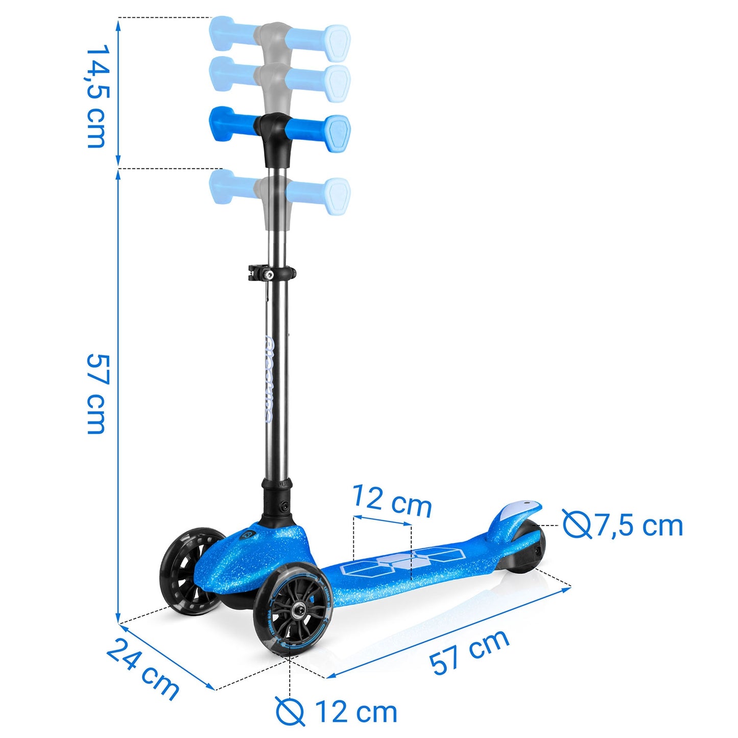 Kids' 3-Wheel Balance Scooter with LED Lights, Blue