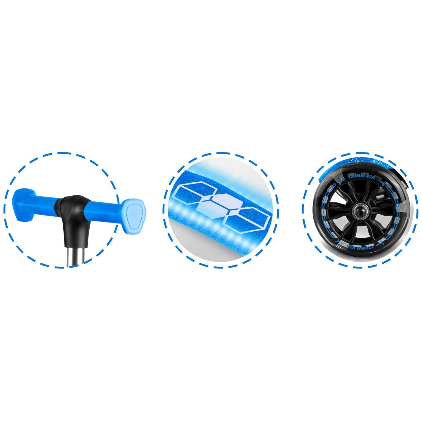 Kids' 3-Wheel Balance Scooter with LED Lights, Blue