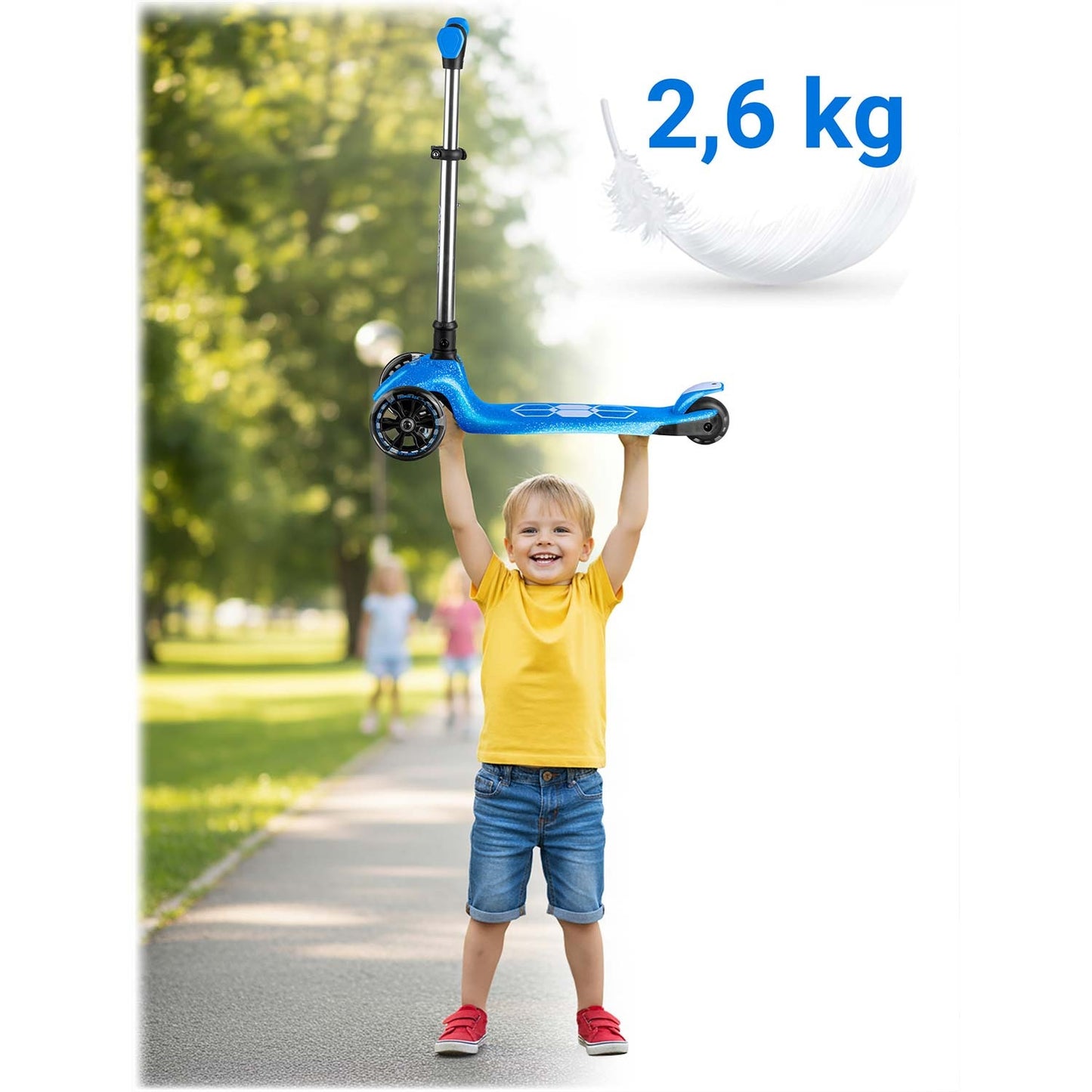 Kids' 3-Wheel Balance Scooter with LED Lights, Blue
