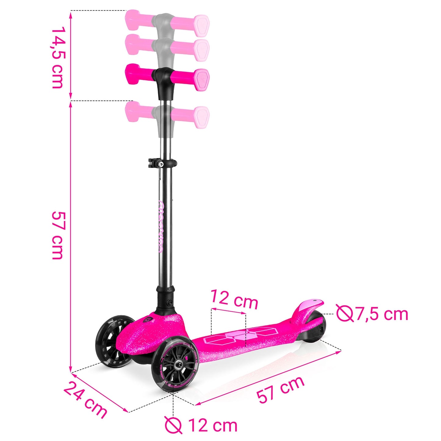 Kids' 3-Wheel Balance Scooter with LED Lights, Pink