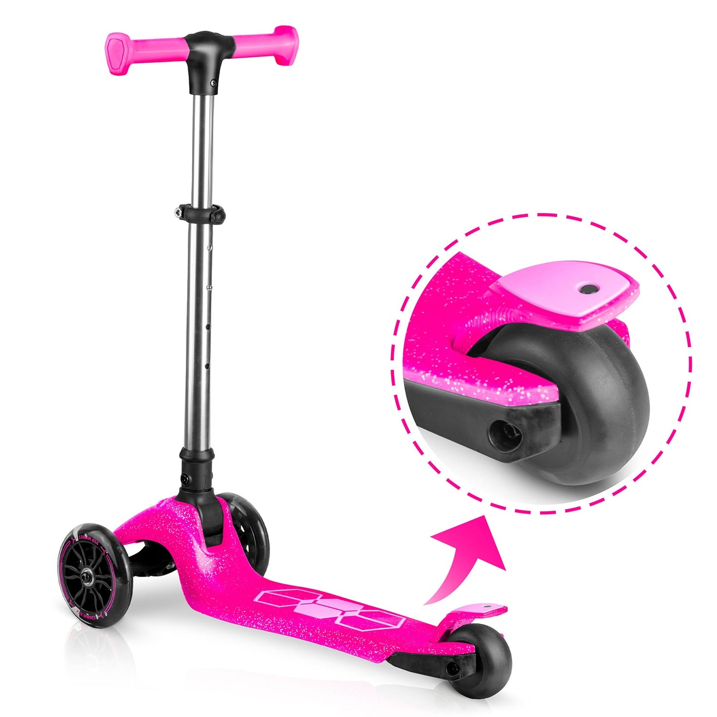 Kids' 3-Wheel Balance Scooter with LED Lights, Pink