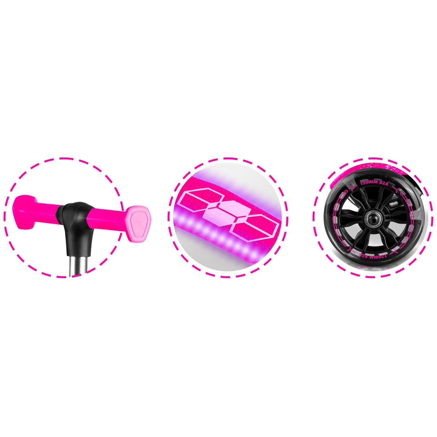 Kids' 3-Wheel Balance Scooter with LED Lights, Pink