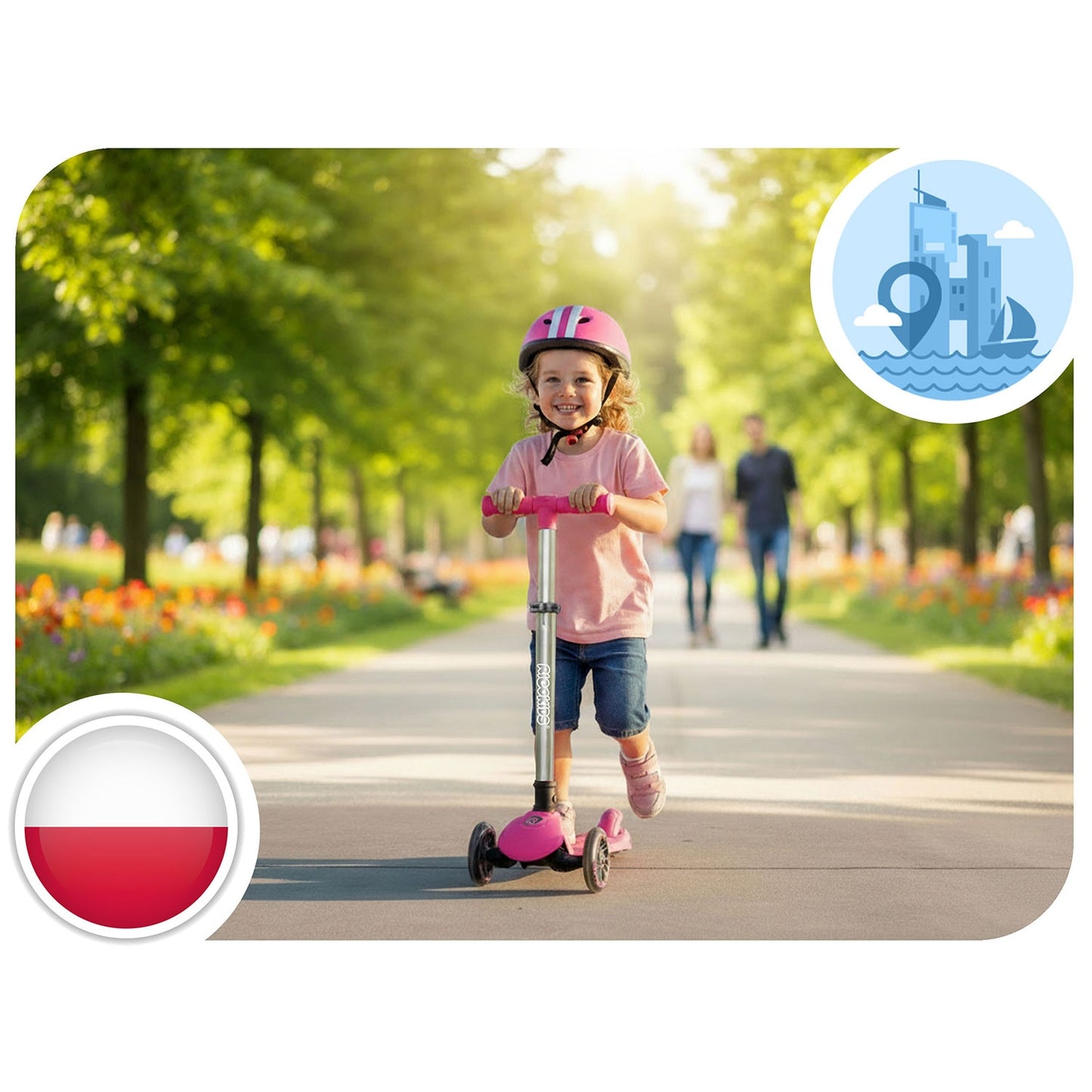 Kids' 3-Wheel Balance Scooter with LED Lights, Pink