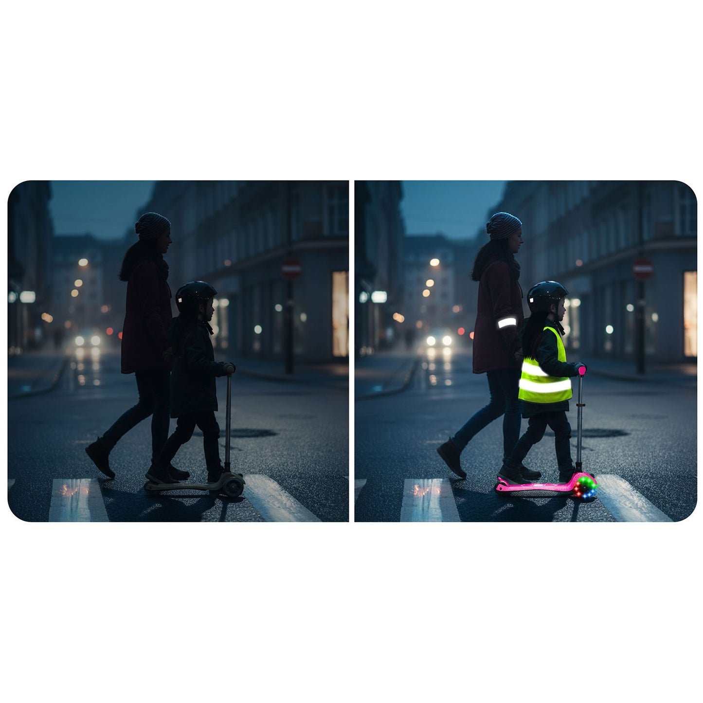 Kids' 3-Wheel Balance Scooter with LED Lights, Pink