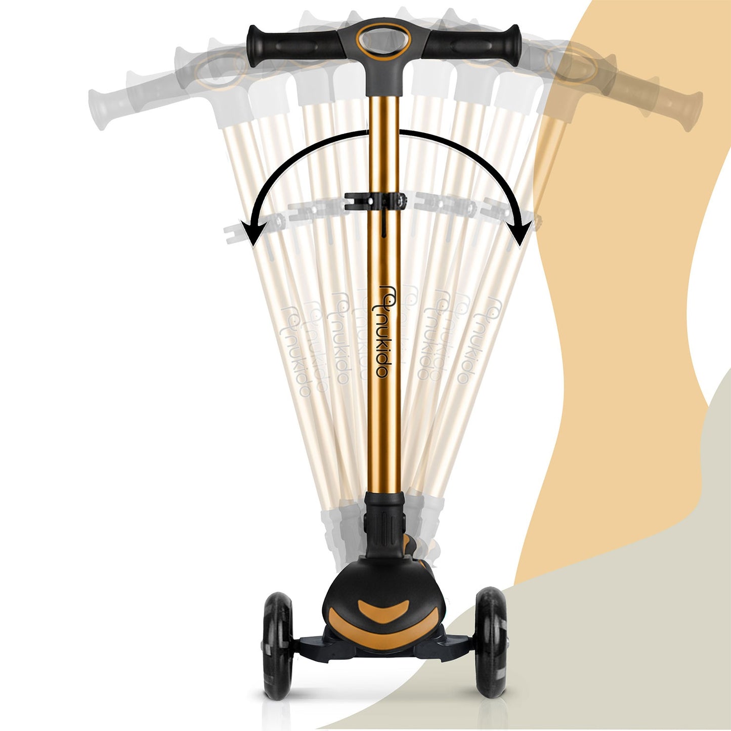 Kids' 3-Wheel Balance Scooter with Seat, Gold, LED Wheels