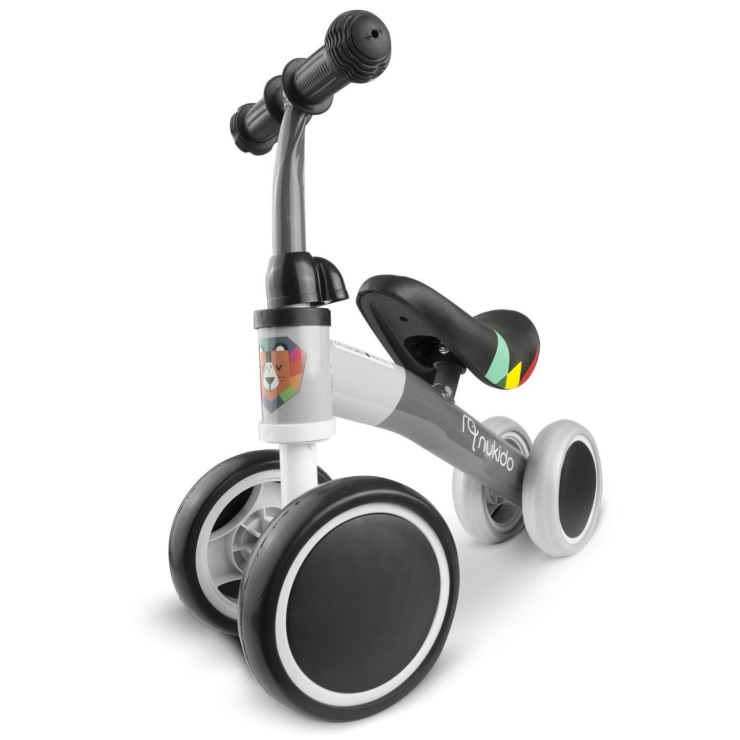 Kids Balance Bike, 4 Wheels, Metal Frame, Foam Seat