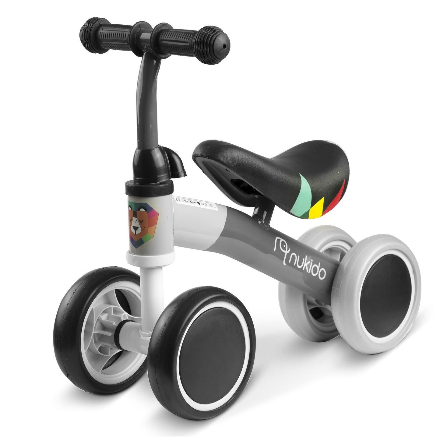 Kids Balance Bike, 4 Wheels, Metal Frame, Foam Seat