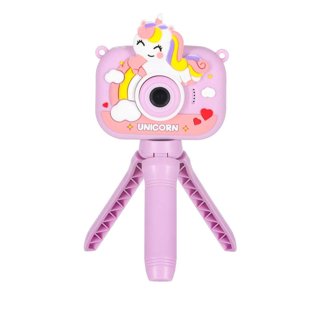 Kids Digital Camera, Unicorn Tripod, 1080P, Purple