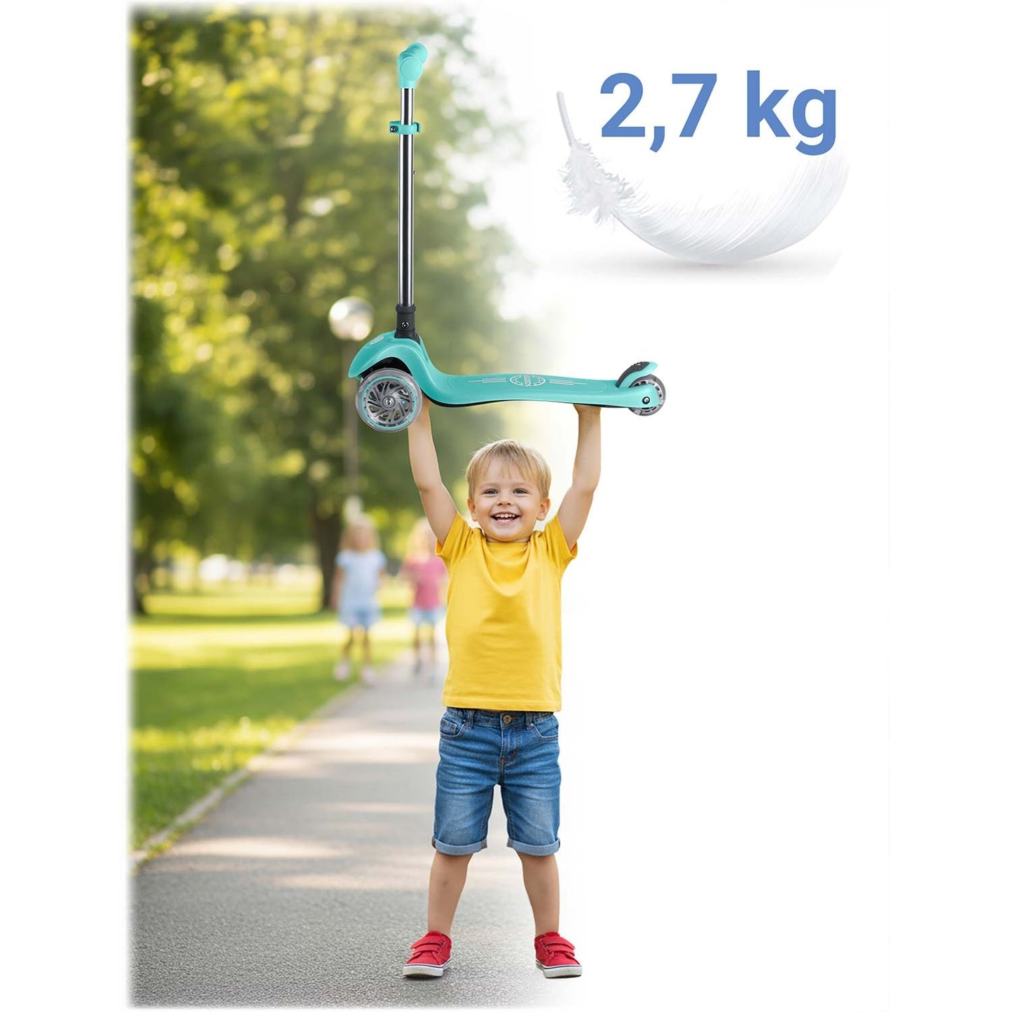 Kids' Glow-in-the-Dark 3-Wheel Balance Scooter, Turquoise