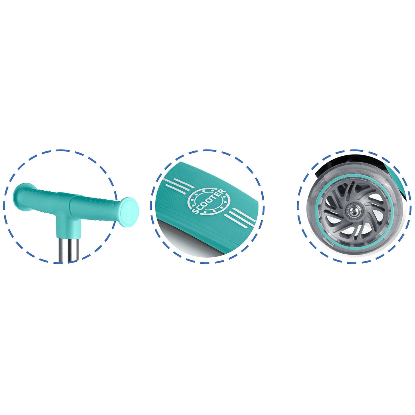 Kids' Glow-in-the-Dark 3-Wheel Balance Scooter, Turquoise