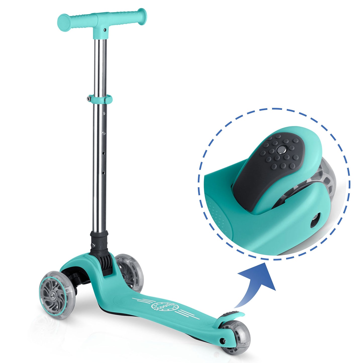 Kids' Glow-in-the-Dark 3-Wheel Balance Scooter, Turquoise