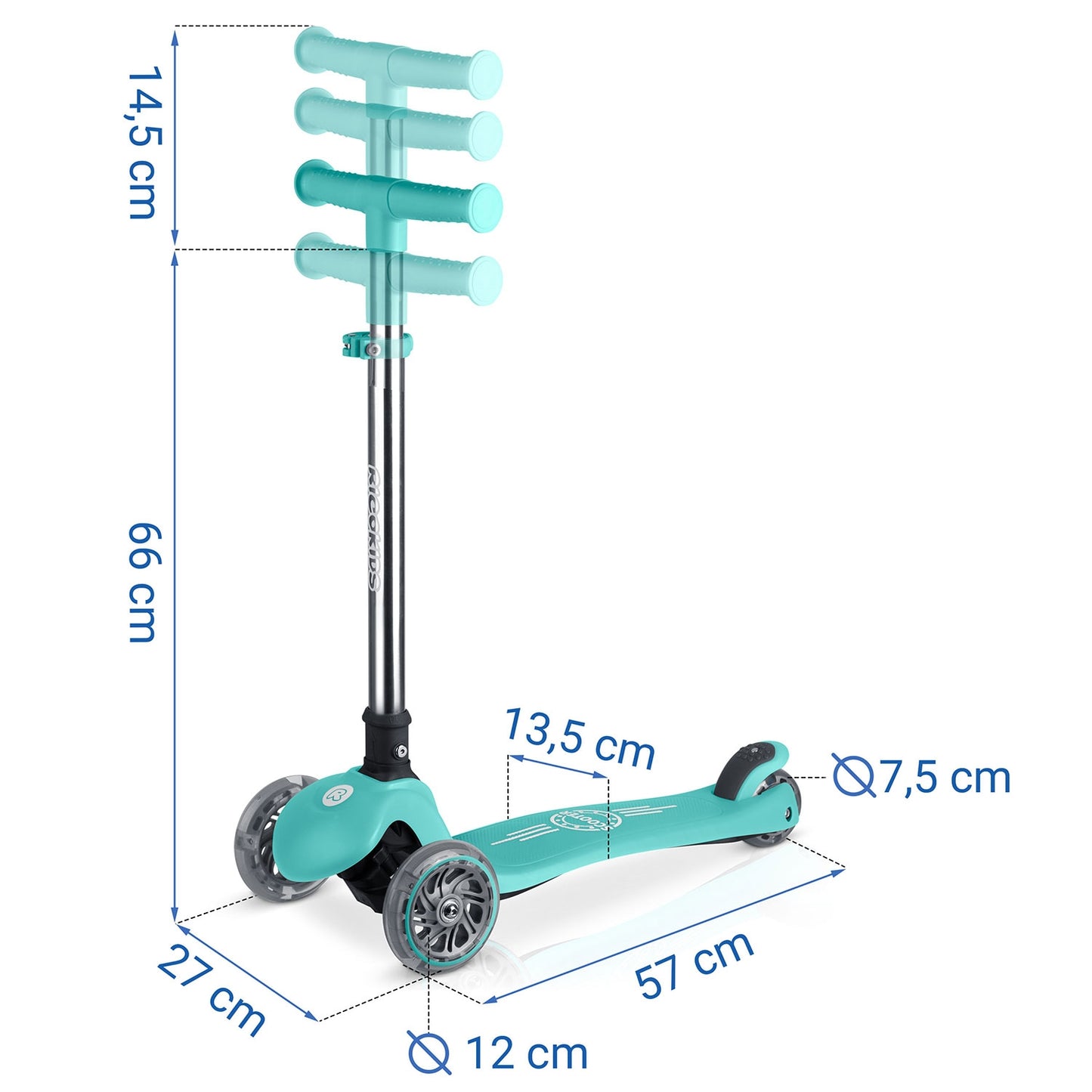 Kids' Glow-in-the-Dark 3-Wheel Balance Scooter, Turquoise