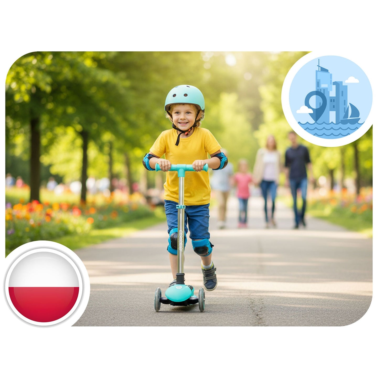 Kids' Glow-in-the-Dark 3-Wheel Balance Scooter, Turquoise