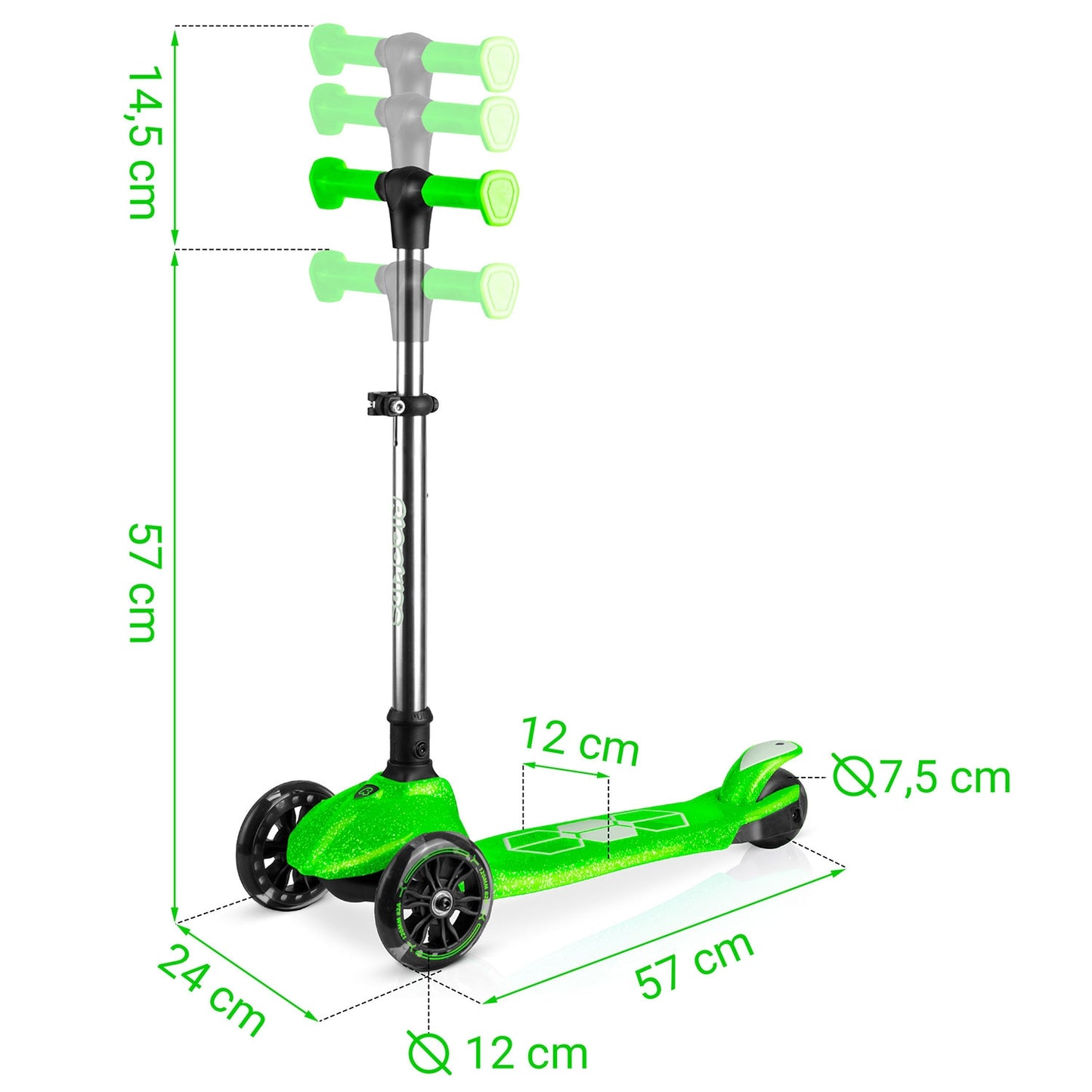 Kids' Green LED Light-Up 3-Wheel Balance Scooter