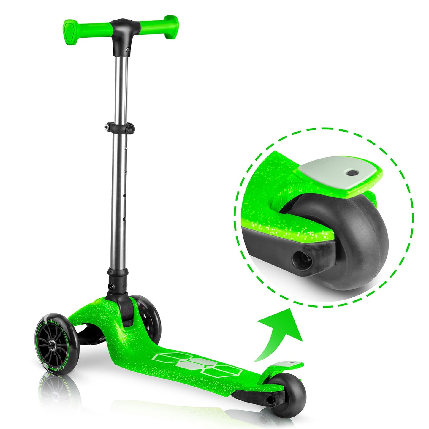 Kids' Green LED Light-Up 3-Wheel Balance Scooter