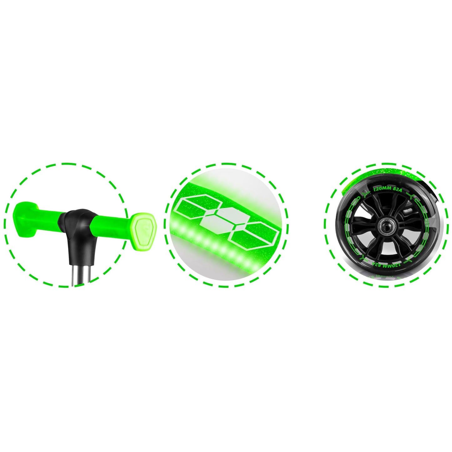 Kids' Green LED Light-Up 3-Wheel Balance Scooter