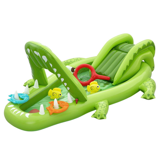 Kids Inflatable Gator Play Center with Slide and Pool