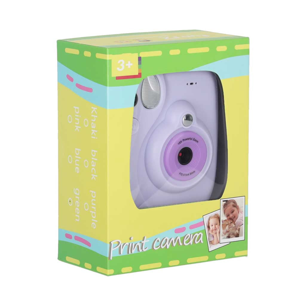 Kids Instant Print Camera, 16x Zoom, Markers, Purple