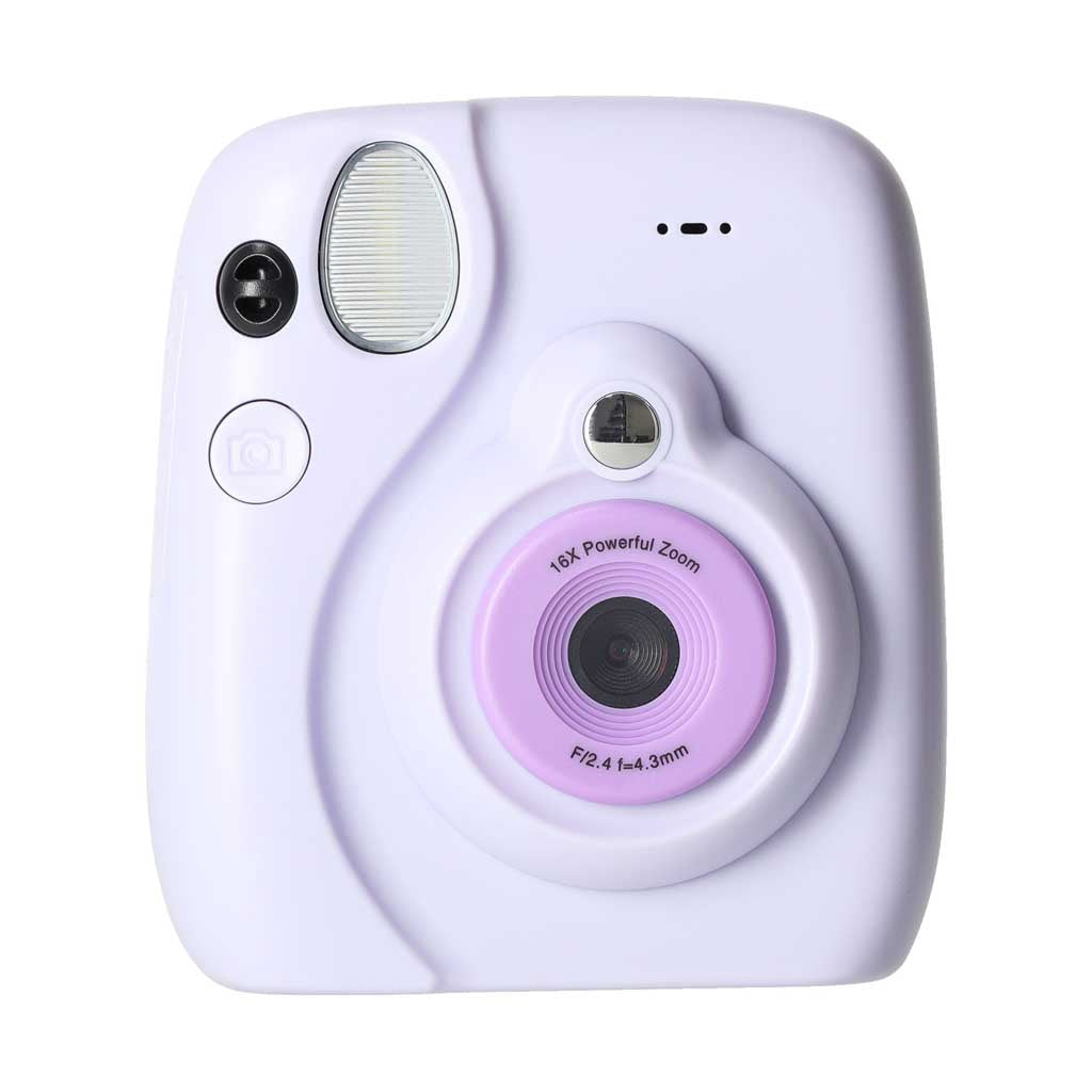Kids Instant Print Camera, 16x Zoom, Markers, Purple