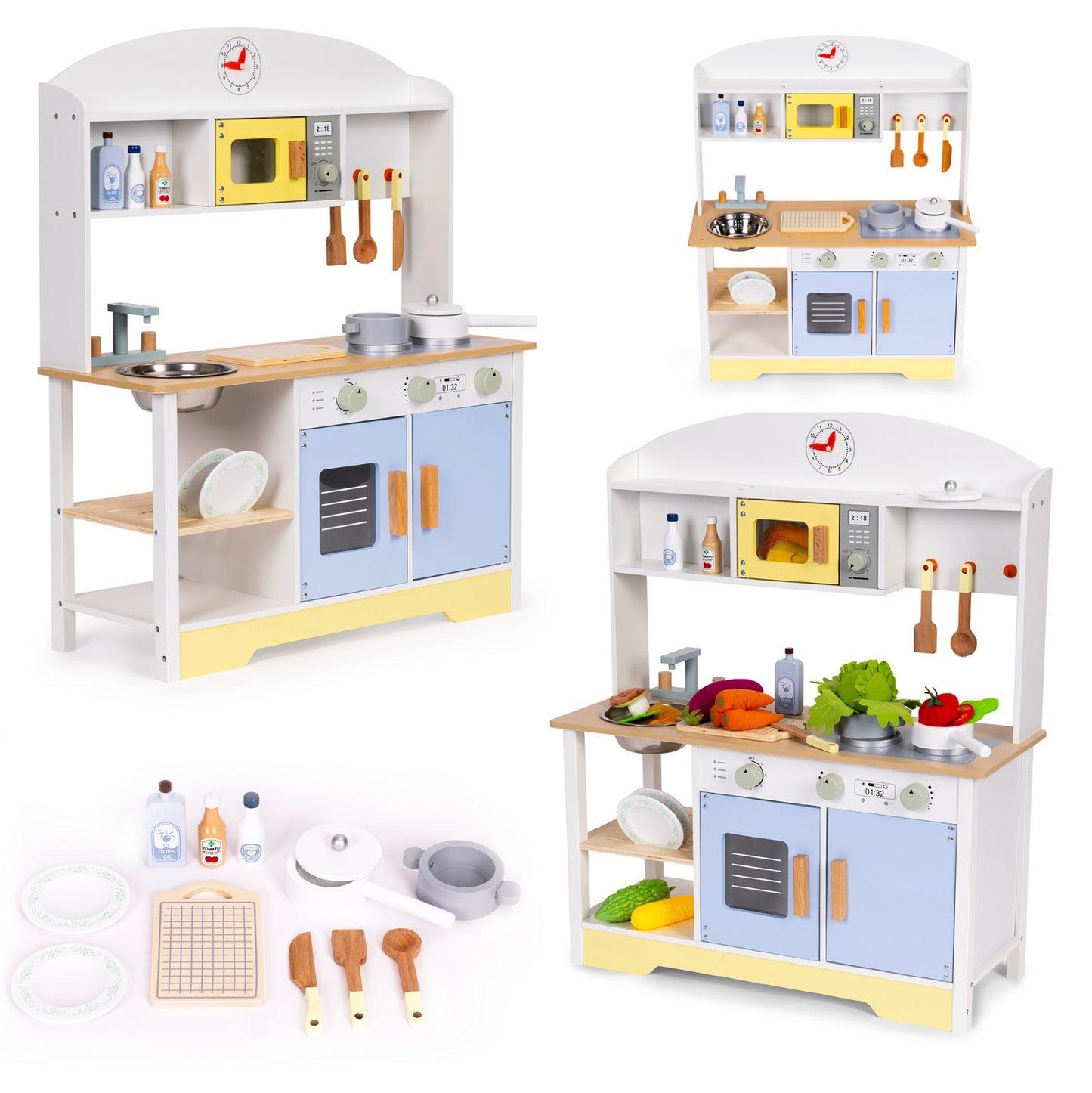 Kids Kitchen Set with Oven, Washing Machine, 12 Accessories