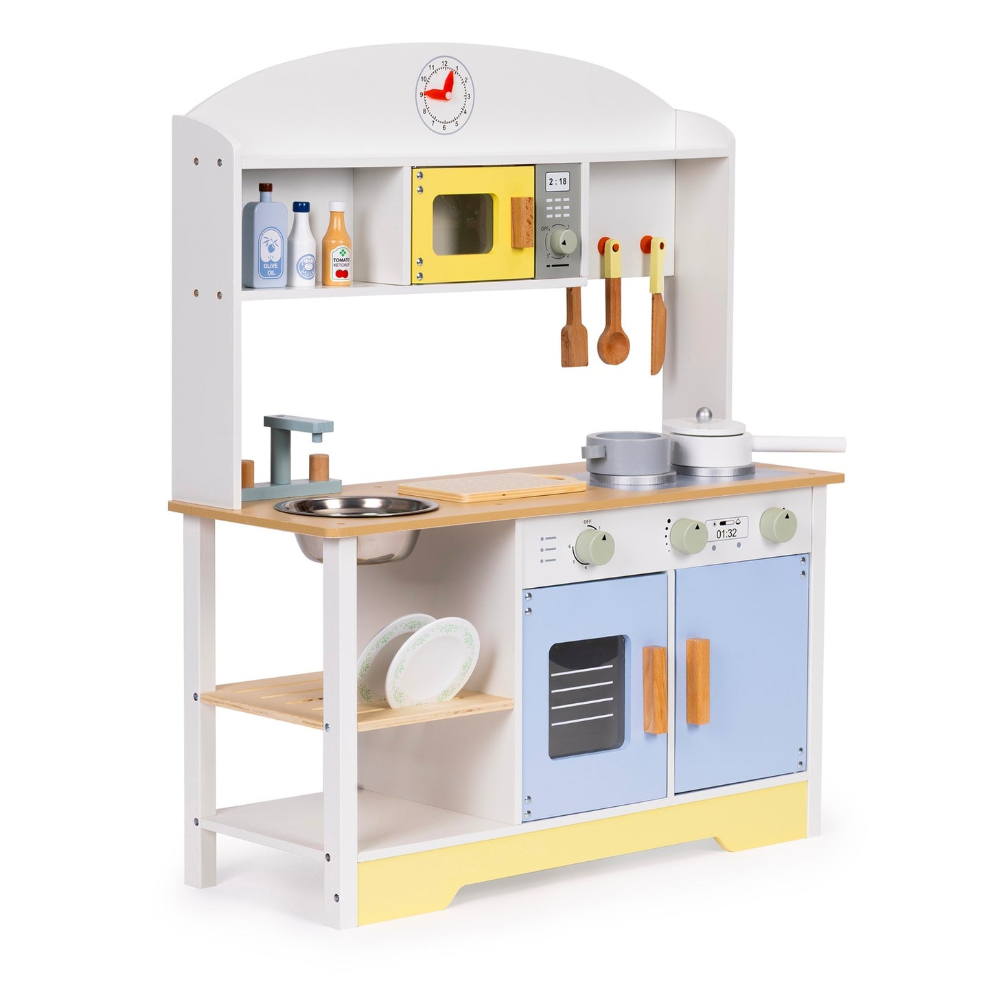 Kids Kitchen Set with Oven, Washing Machine, 12 Accessories