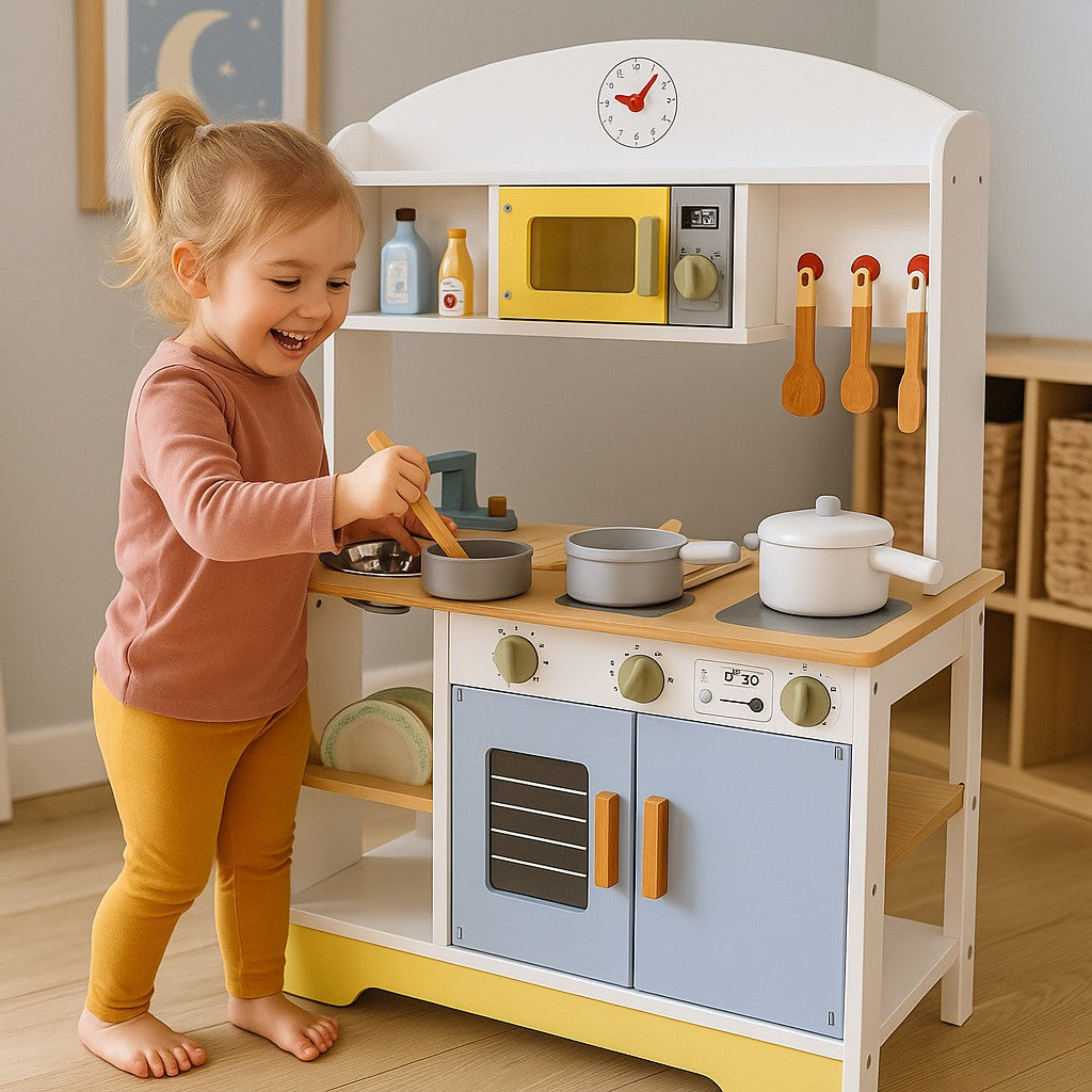 Kids Kitchen Set with Oven, Washing Machine, 12 Accessories