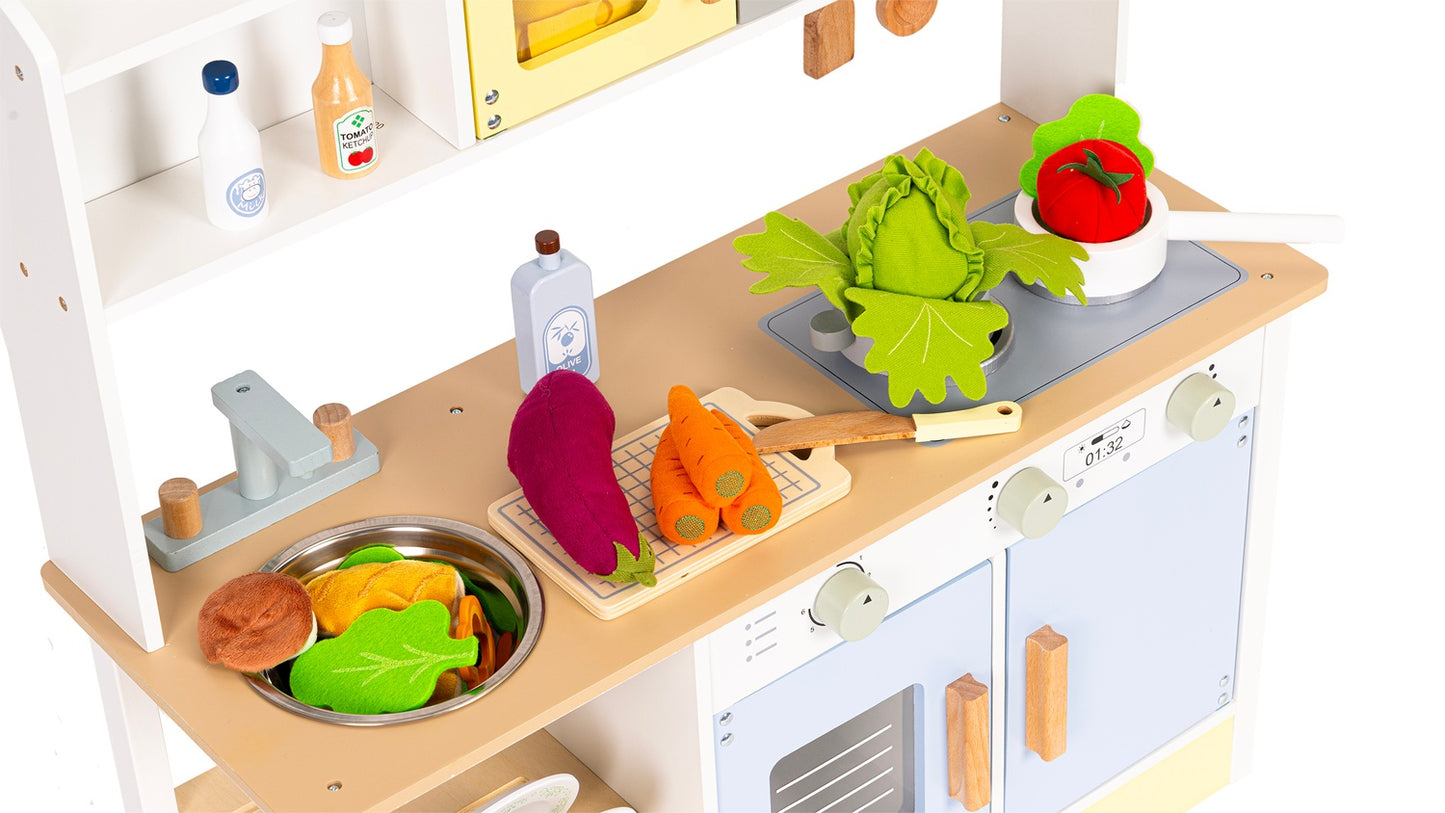 Kids Kitchen Set with Oven, Washing Machine, 12 Accessories