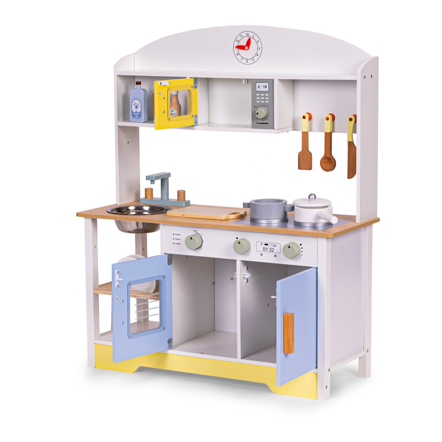Kids Kitchen Set with Oven, Washing Machine, 12 Accessories