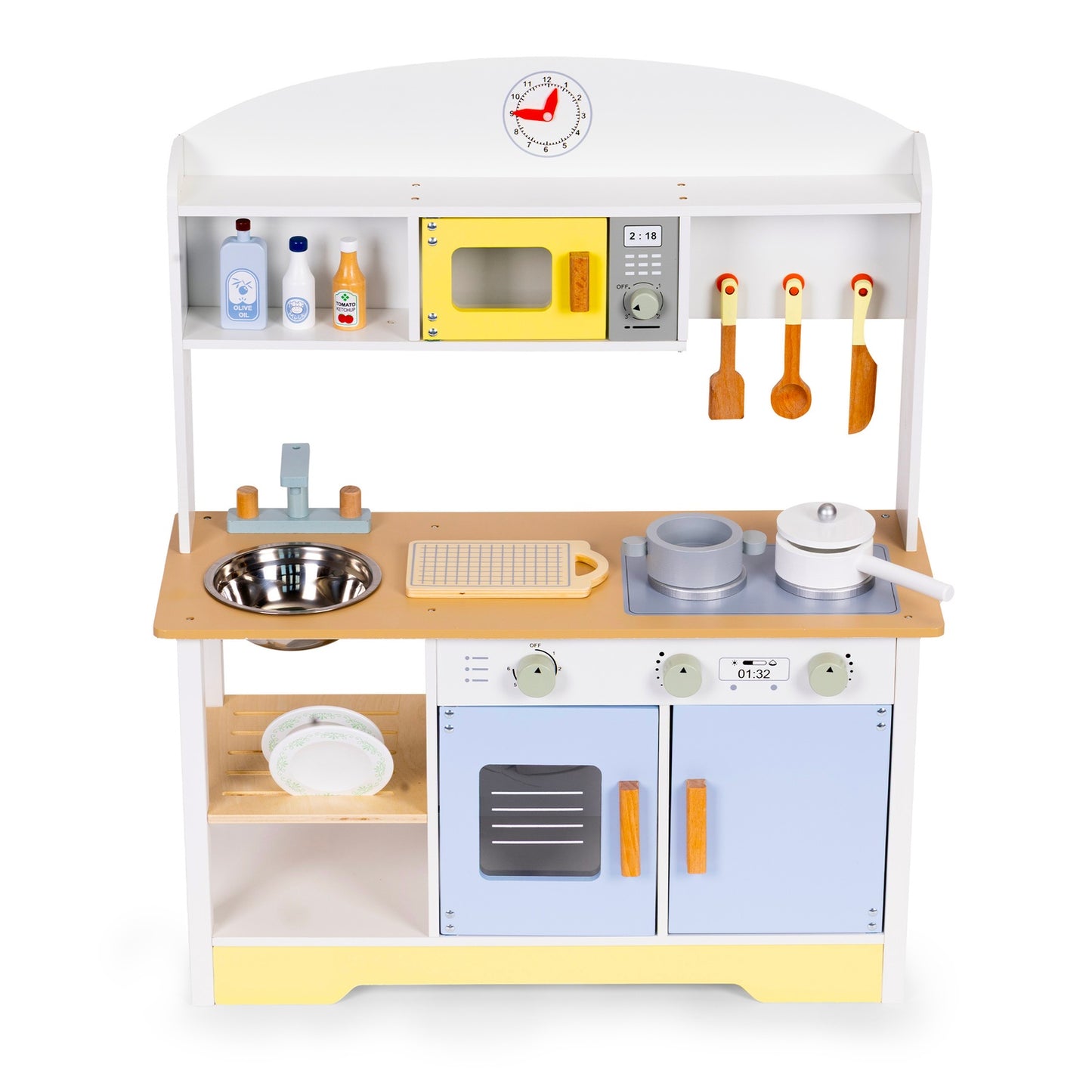 Kids Kitchen Set with Oven, Washing Machine, 12 Accessories