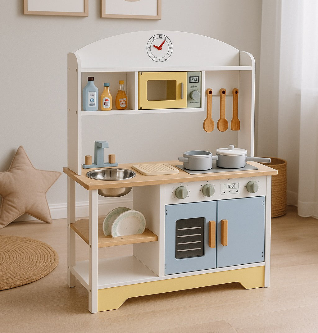 Kids Kitchen Set with Oven, Washing Machine, 12 Accessories