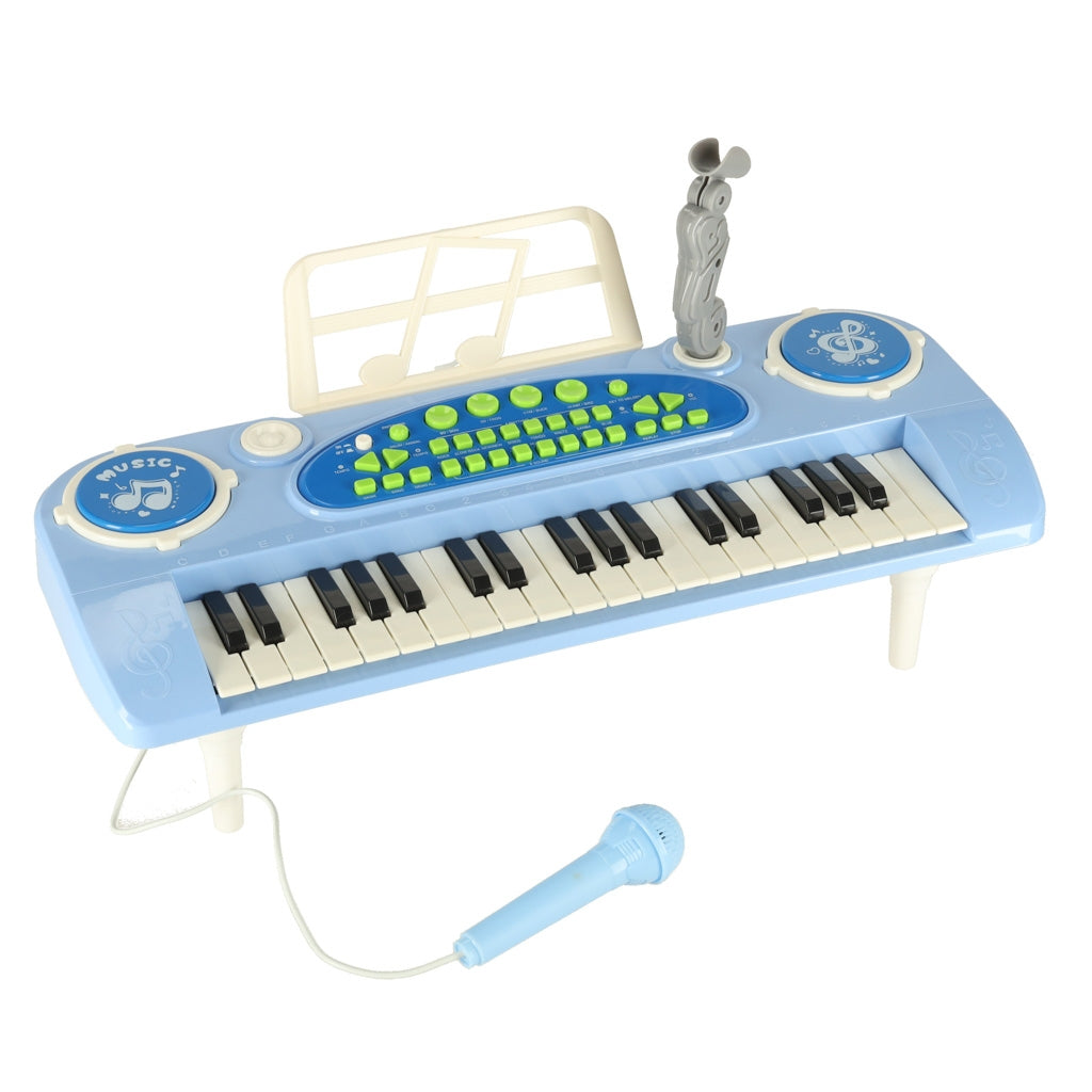 Kids Piano Keyboard, 37 Keys, Microphone, Blue