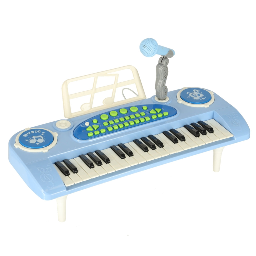 Kids Piano Keyboard, 37 Keys, Microphone, Blue